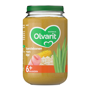 Olvarit Sperziebonen ham rijst 6 mnd 200g
