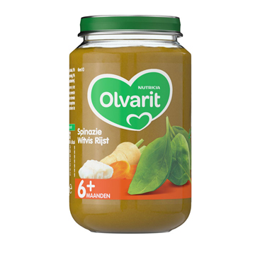 Olvarit Spinazie witvis rijst 6 mnd-200g