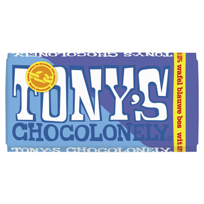 Tonys Chocolonely White wafel blue bes 180g