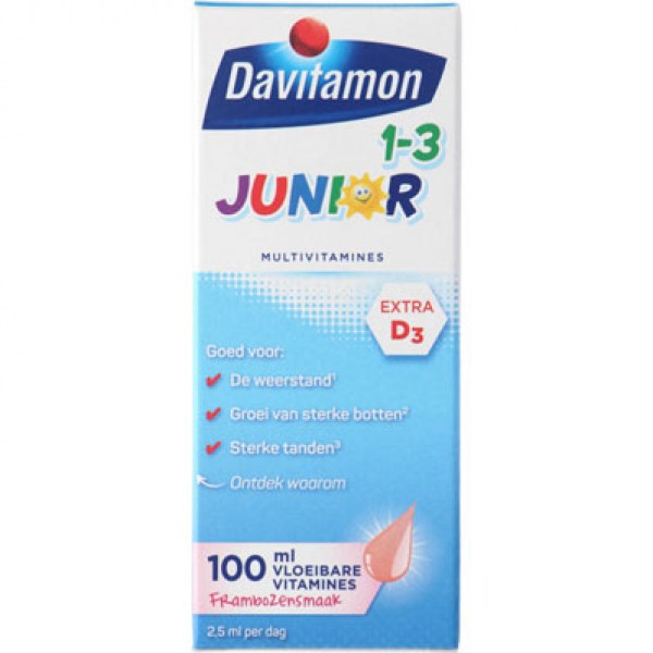 Davitamon Junior multivitamines framboos 1-3-jaar 100ml