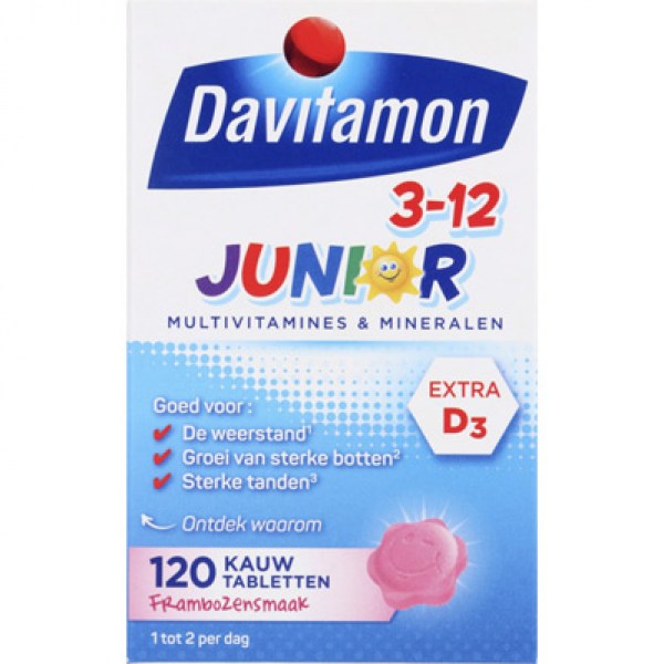 Davitamon Junior Multivitamines Framboos 3-12-jaar